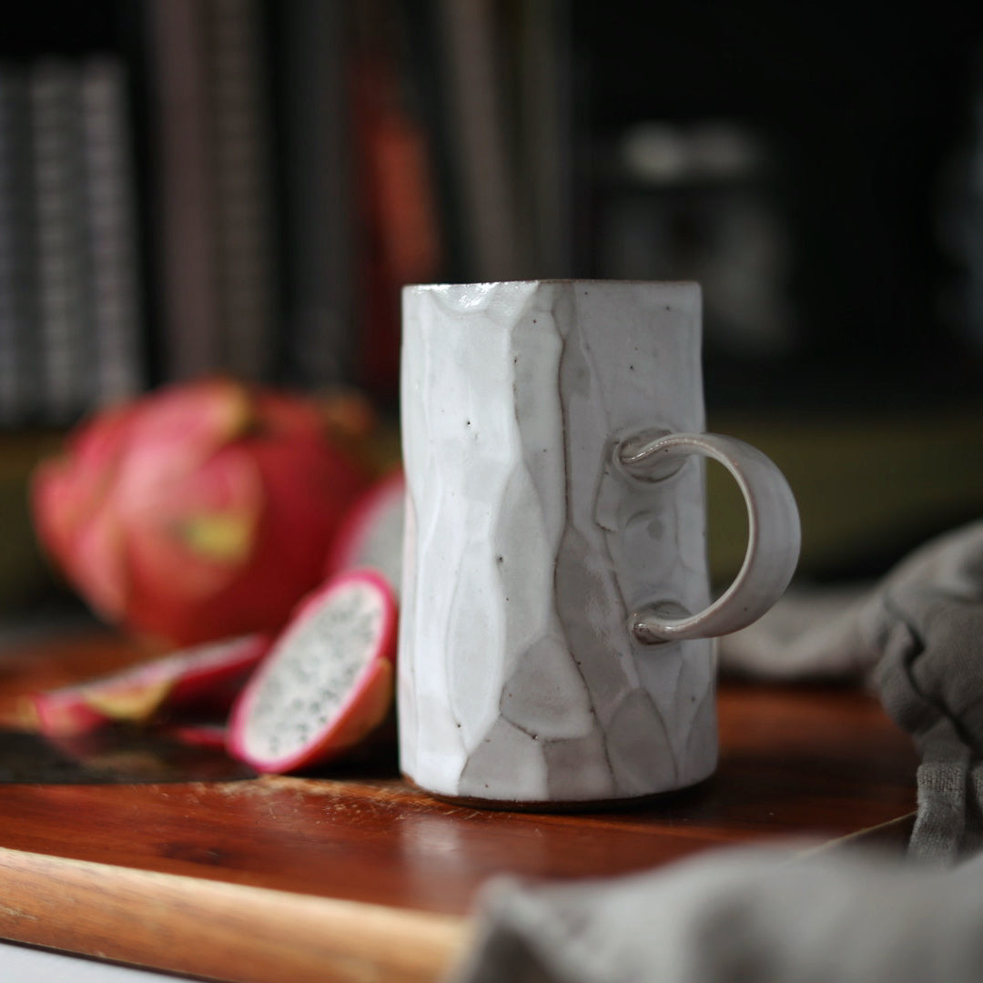 Faceted Square Mug in White
