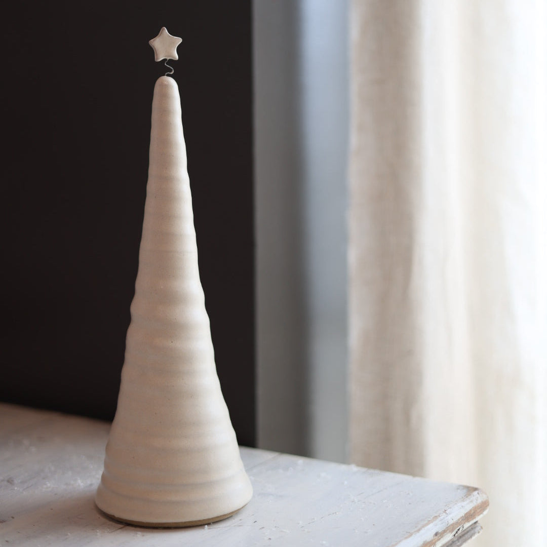 Handmade Ceramic Christmas Tree in Cream - 3 sizes