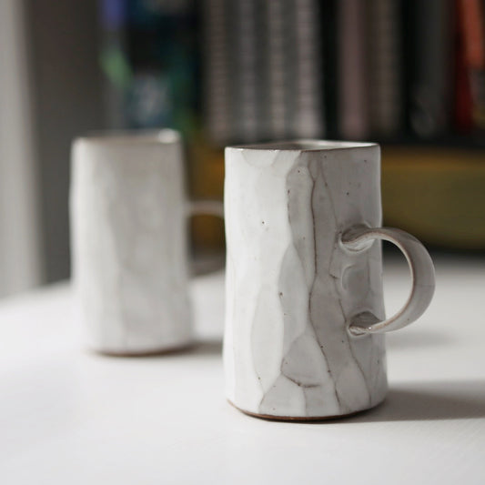 Faceted Square Mug in White