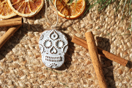 Sugar Skull Ornament in White