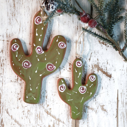 Handmade Ceramic Cactus Ornament | Southwestern Holiday Decor