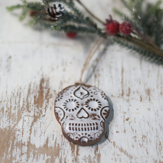 Sugar Skull Ornament in White