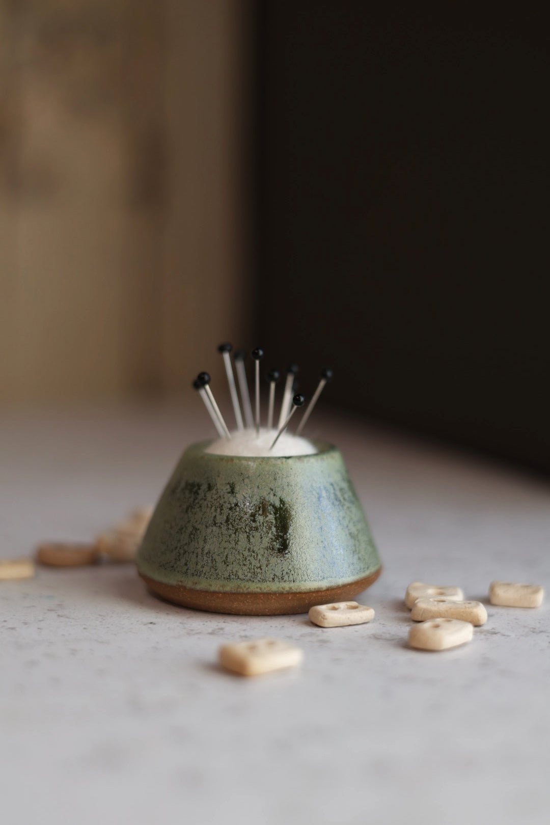 Minimalist Mini Pin Cushion in Moss Green