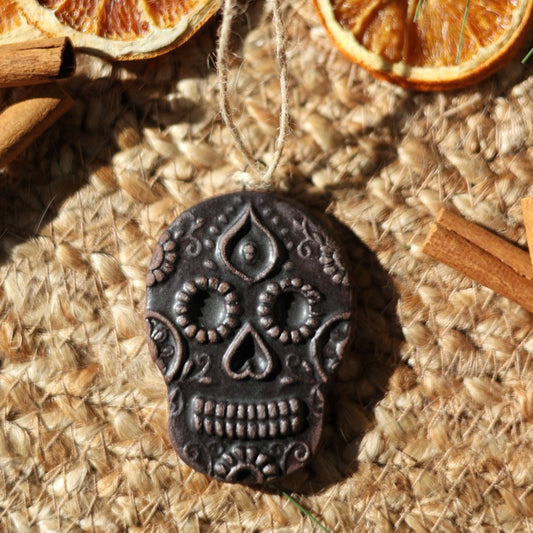 Sugar Skull Ornament in Black