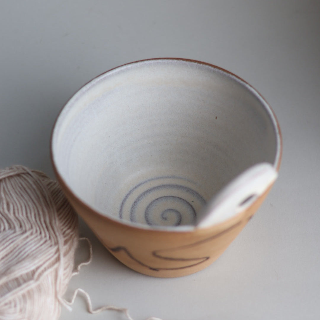 Modern Yarn Bowl with Abstract Mark Making