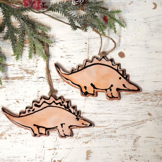 Hand painted Majolica Stegosaurus Ornament