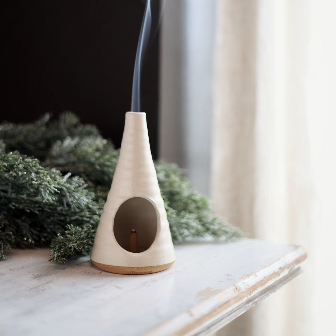 Handmade Ceramic Christmas Tree Incense Burner in 2 color options