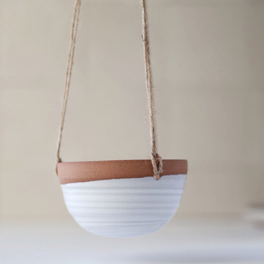 Small Hanging Planter in White