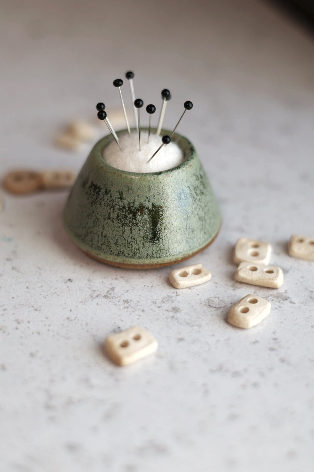 Minimalist Mini Pin Cushion in Moss Green