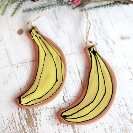 Handmade Ceramic Banana Ornament | Quirky Holiday Decor