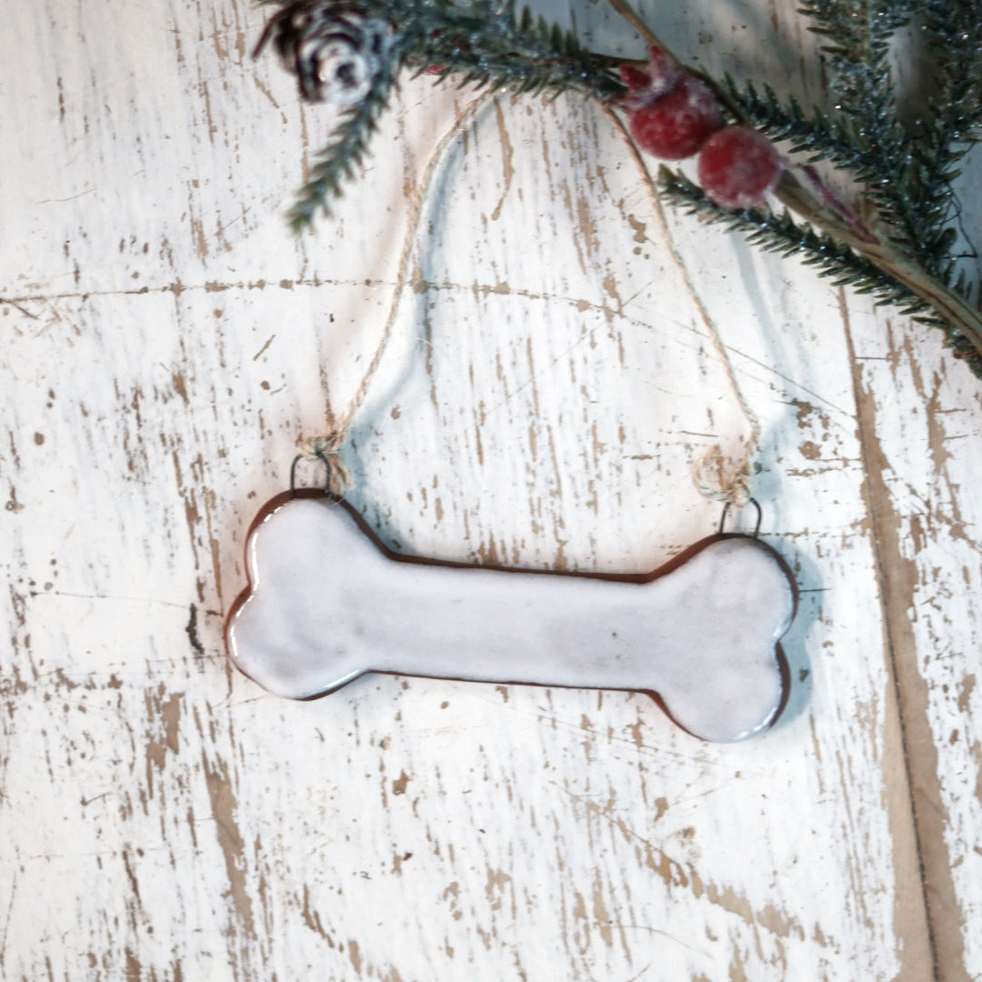 Handmade Ceramic Dog Bone Ornament | Personalized Pet Memorial Gift