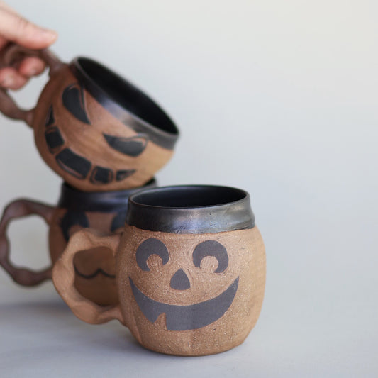 Jack-O-Lantern Mug with black glaze