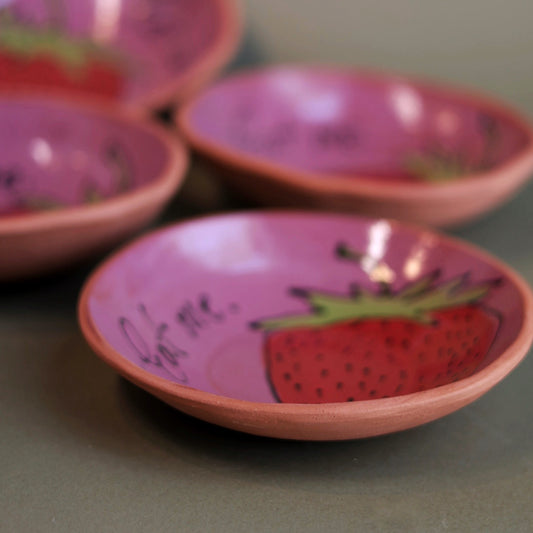 Strawberry Pink Eat Me Earthenware Bowl