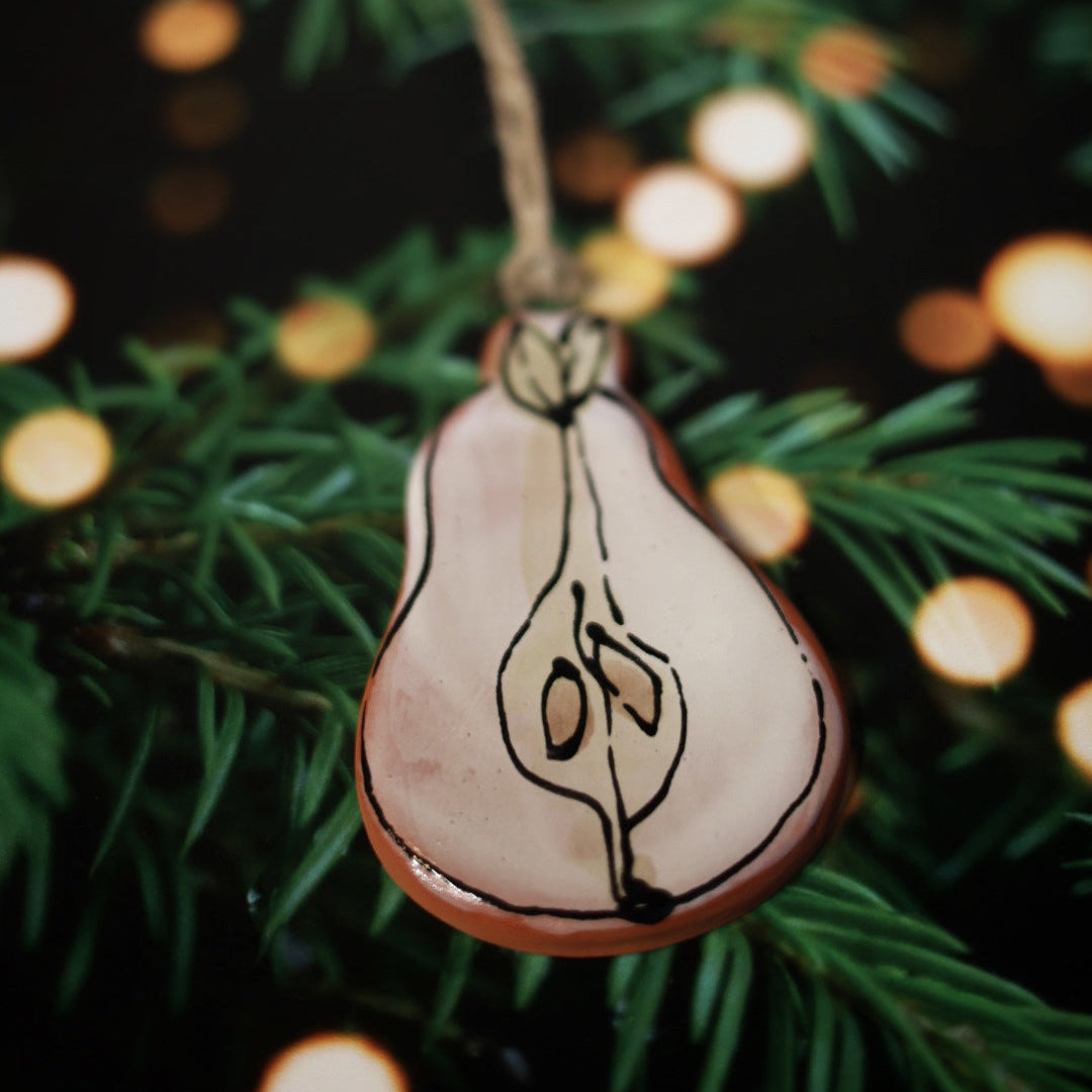 Handpainted Majolica Pear Ornament