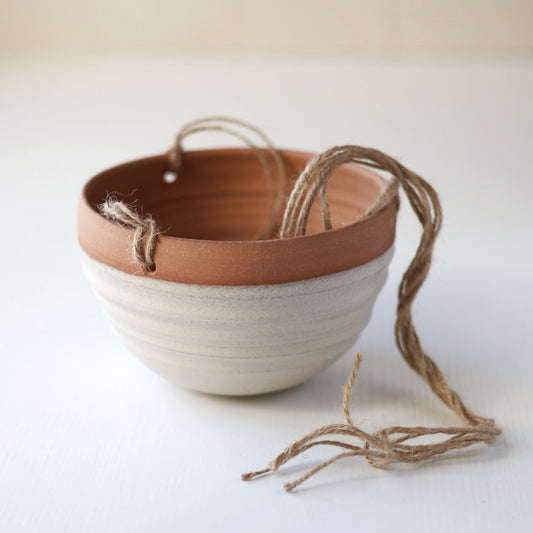 Large Hanging Planter in Cream