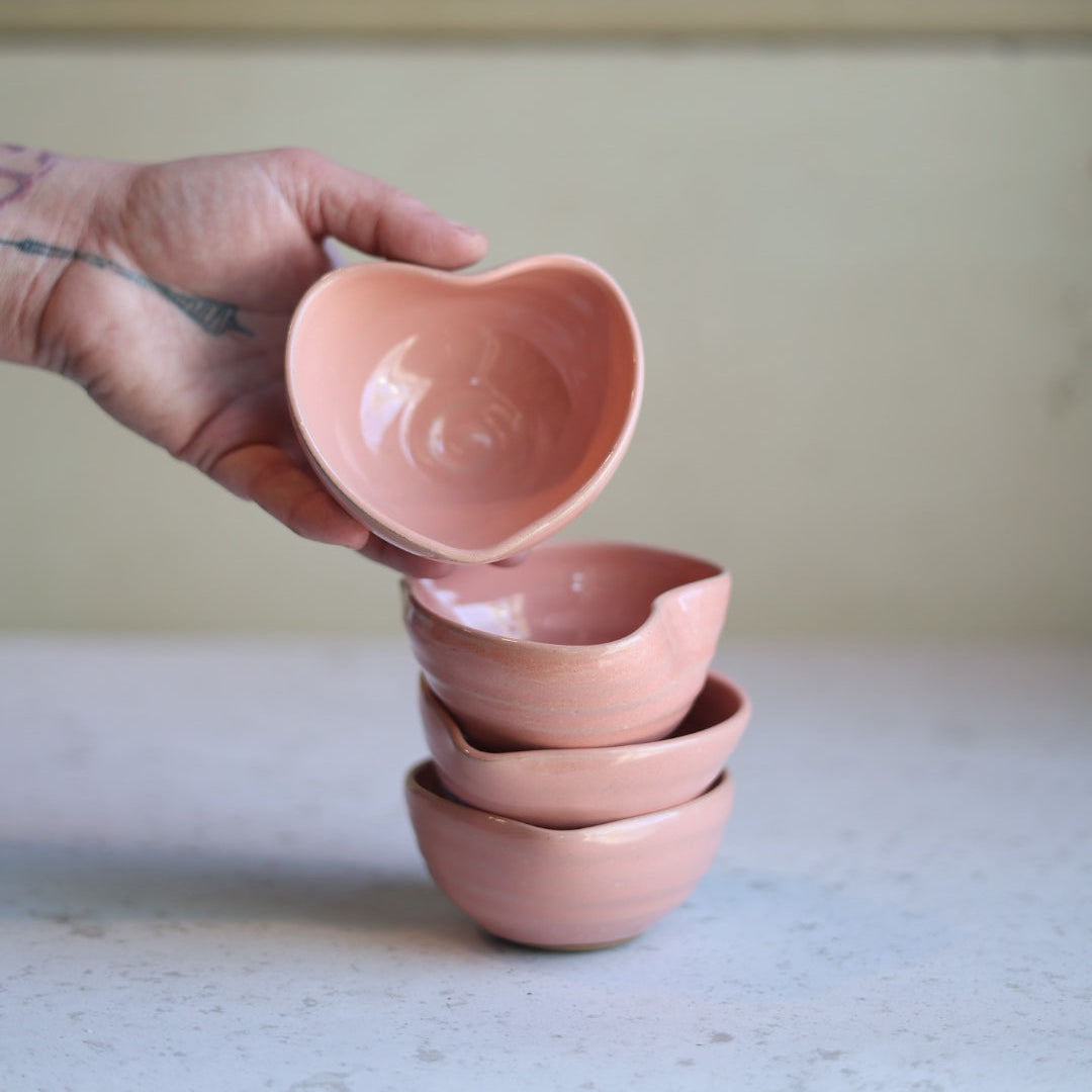 Handmade Small Heart-Shaped Bowl in Blush Pink
