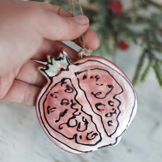 Handpainted Majolica Pomegranate Ornament