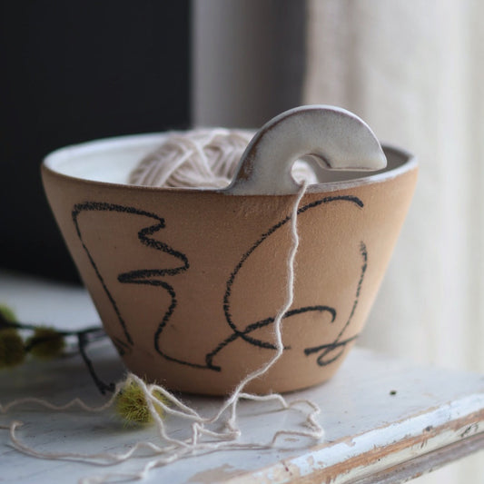 Modern Yarn Bowl with Abstract Mark Making