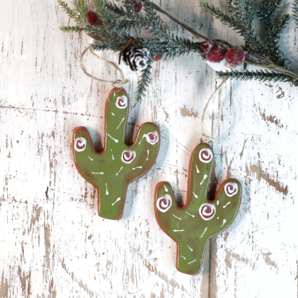 Handmade Ceramic Cactus Ornament | Southwestern Holiday Decor