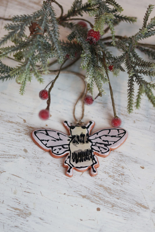 Handpainted Majolica Large Bee Ornament