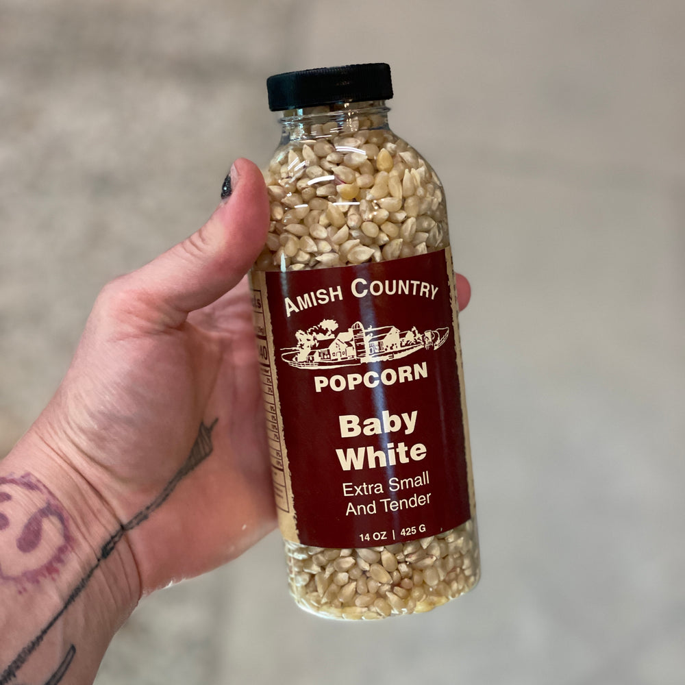14 oz bottle of Baby White popcorn