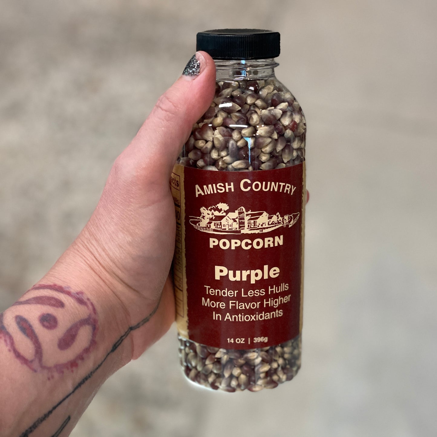 
                  
                    14 oz bottle of Purple popcorn
                  
                