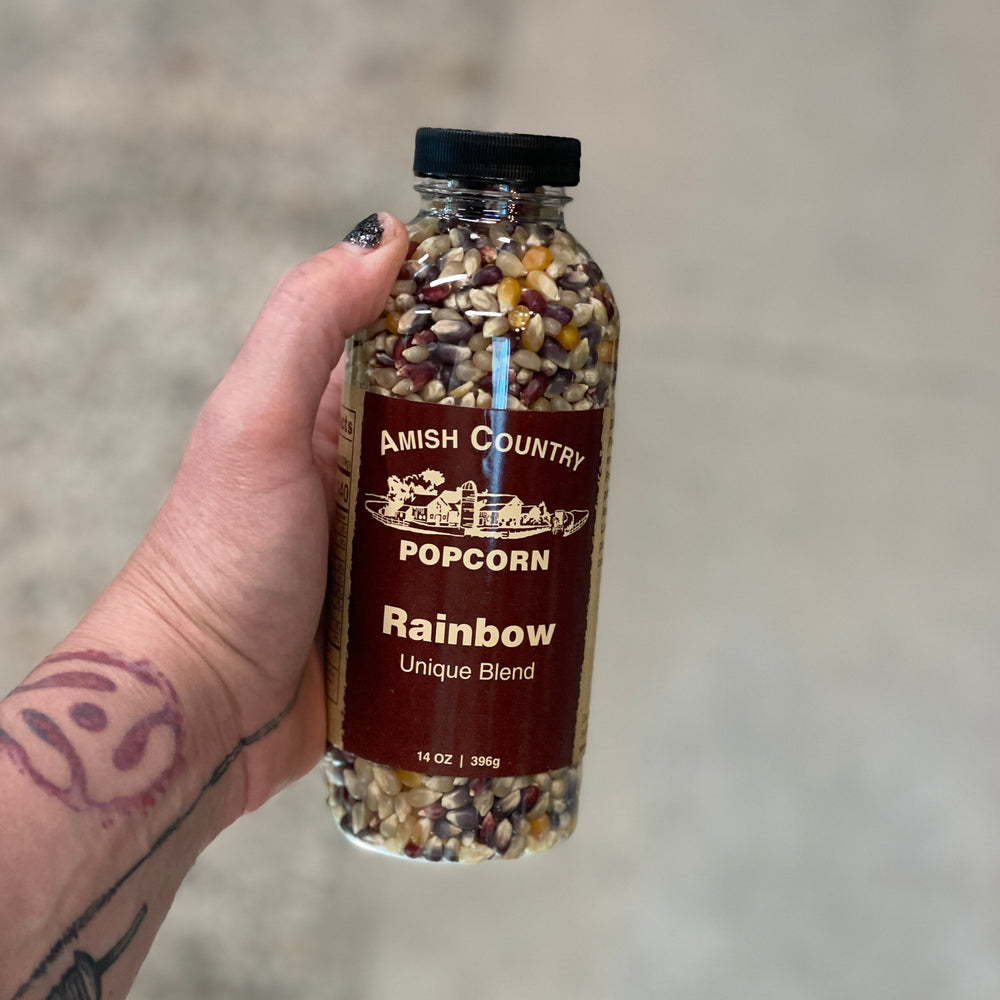 14 oz bottle of Rainbow popcorn