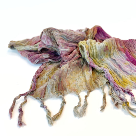 Fringed Ice Dye Scarf in Sunset