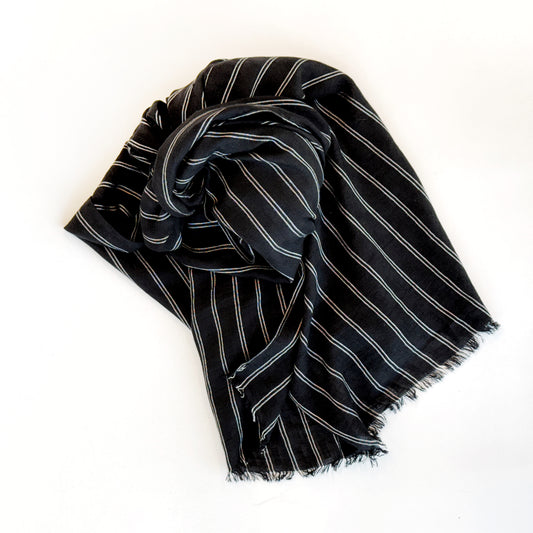 Black Pencil Stripe Scarf