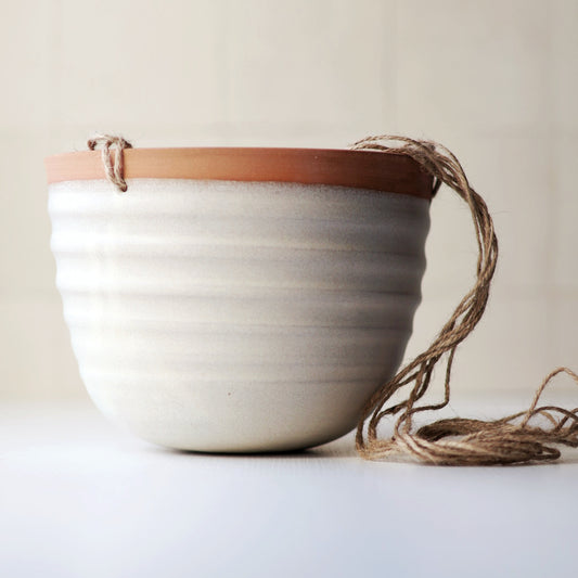 Jumbo Hanging Planter in Cream