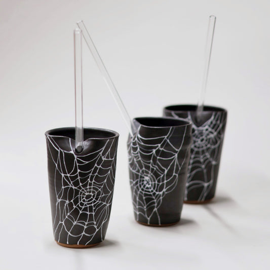 Spider Web Iced Beverage Tumbler with Straw