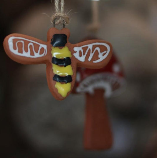 Handmade Ceramic Bee Ornament | Symbolic Holiday Decor