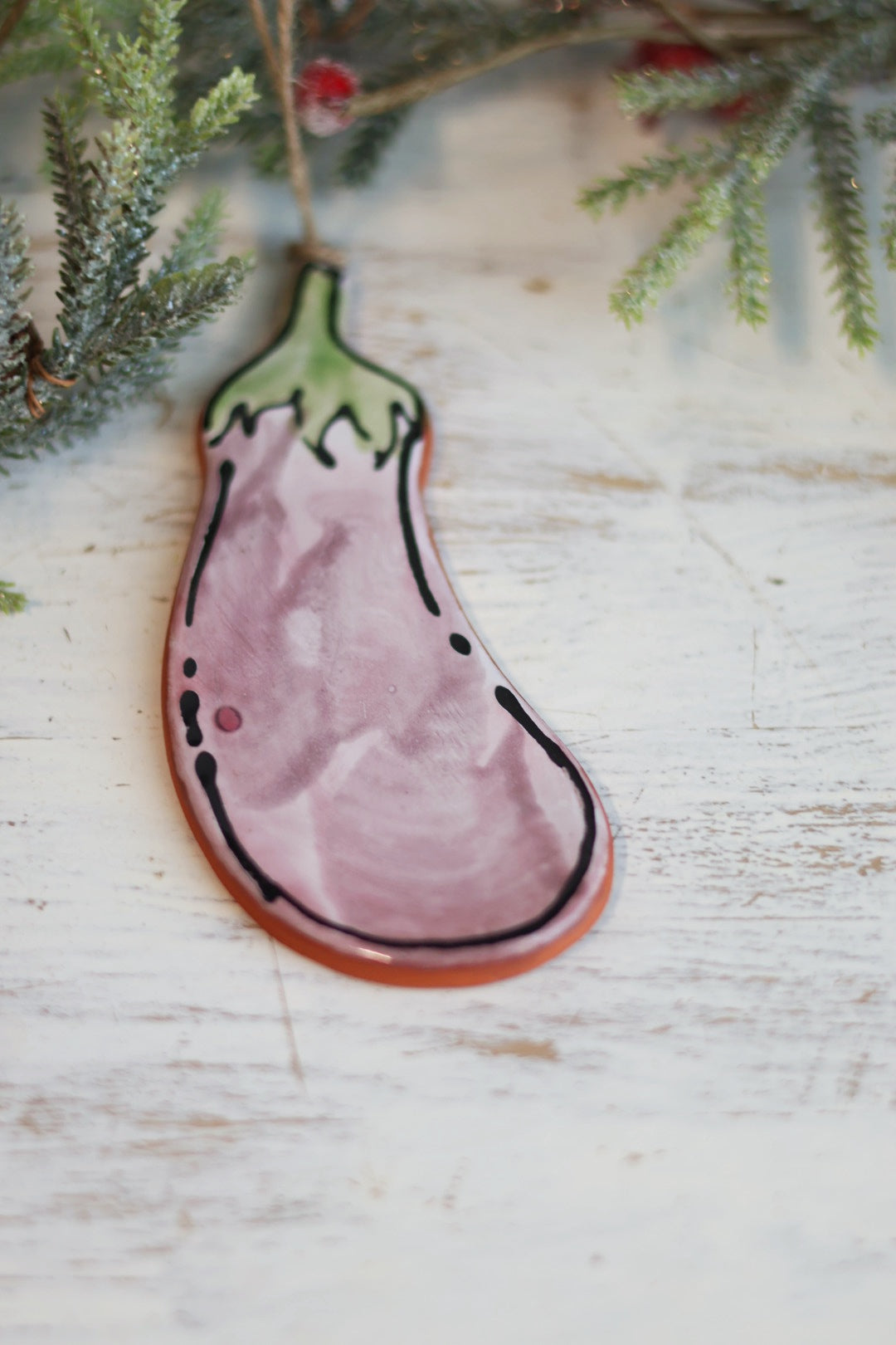 Eggplant Holiday Ornament | Majolica Glaze