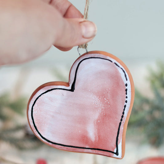 Handpainted Majolica Heart Ornament