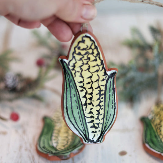 Hand painted Majolica Corn Ornament