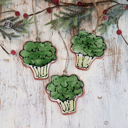 Handpainted Majolica Broccoli Ornament