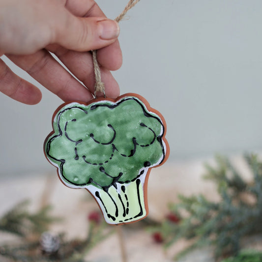 Handpainted Majolica Broccoli Ornament