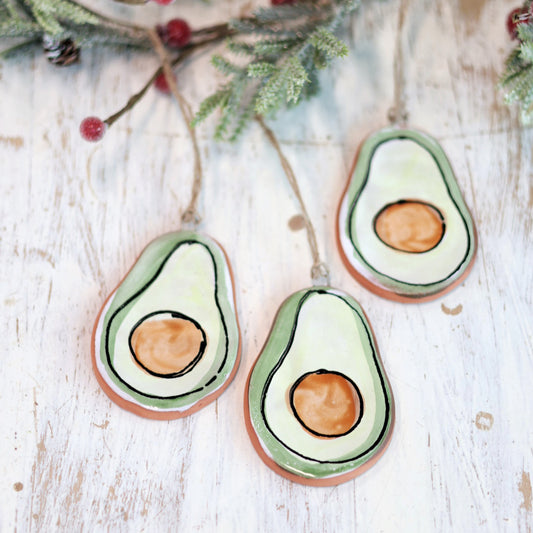 Handpainted Majolica Avocado Ornament