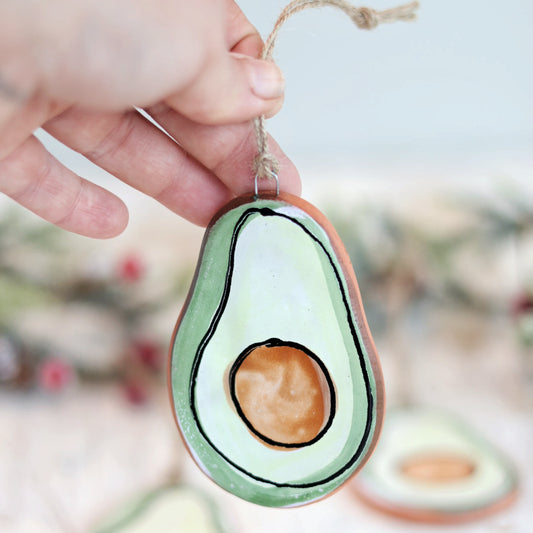 Handpainted Majolica Avocado Ornament