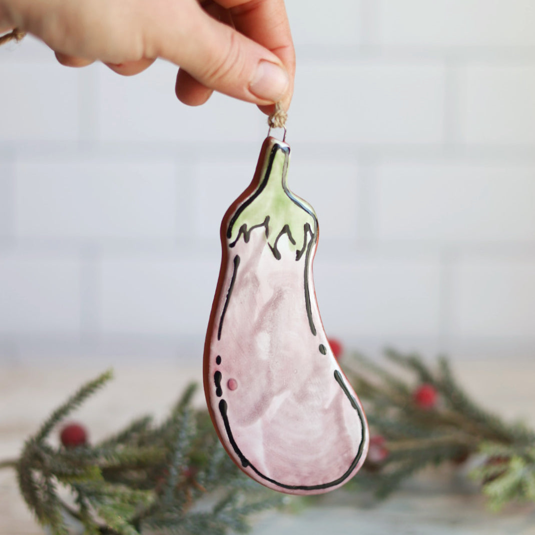 Eggplant Holiday Ornament | Majolica Glaze