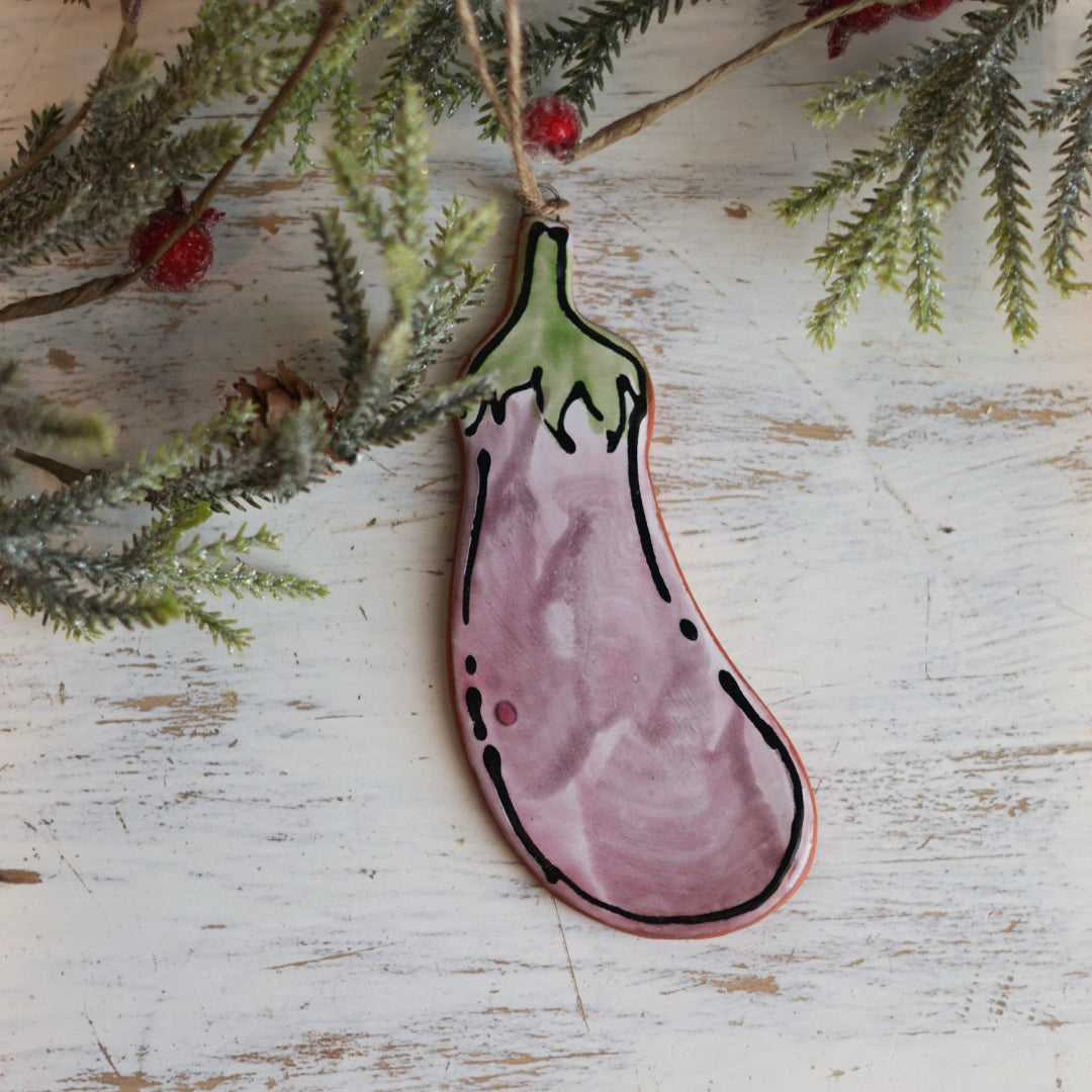 Eggplant Holiday Ornament | Majolica Glaze