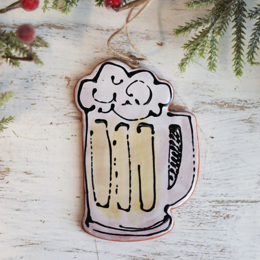 Frosty Beer Mug Holiday Ornament | Majolica Glaze