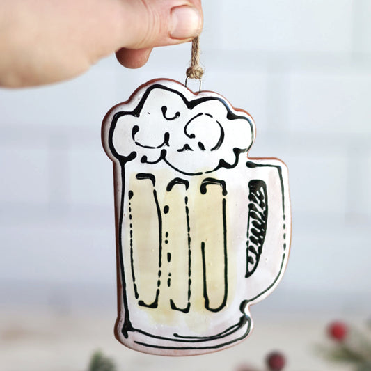 Frosty Beer Mug Holiday Ornament | Majolica Glaze