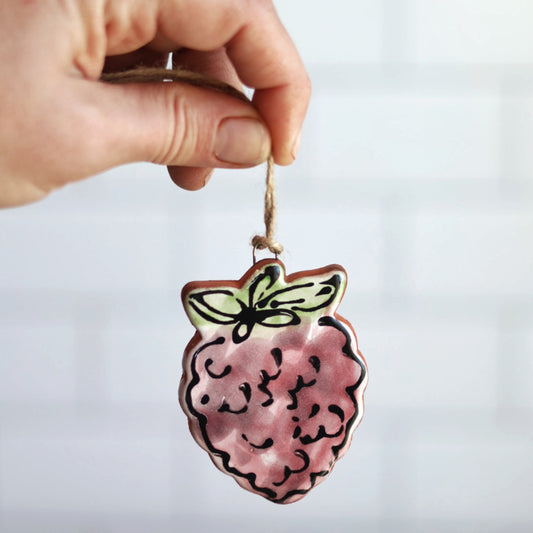 Raspberry Holiday Ornament | Majolica Glaze