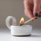 Tea Lite Candle Holder with Handle in White