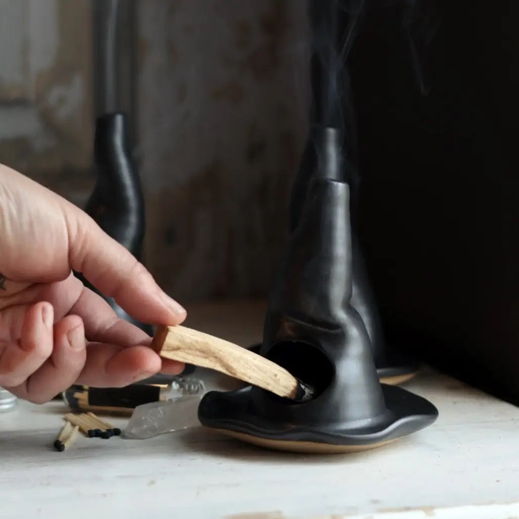 Black Witch Hat Incense Burner | Handmade for Halloween