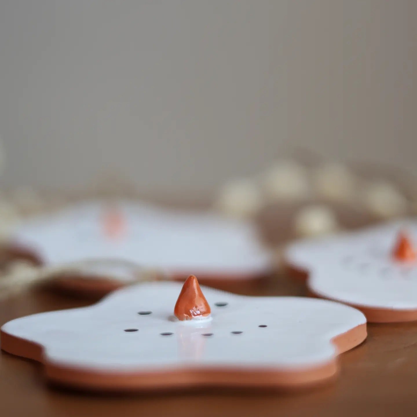 Handmade Ceramic Melted Snowman Ornament PREORDER