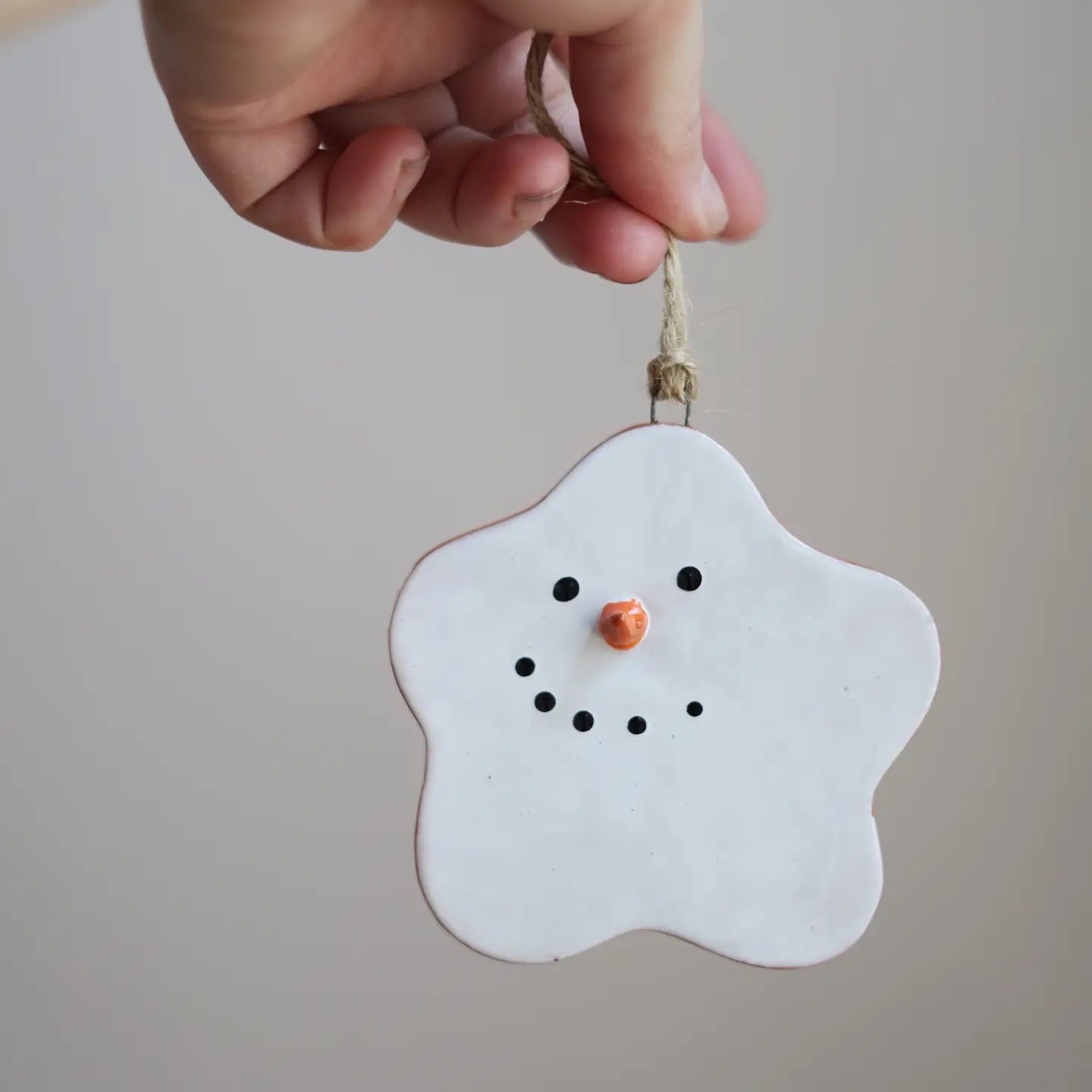 Handmade Ceramic Melted Snowman Ornament PREORDER