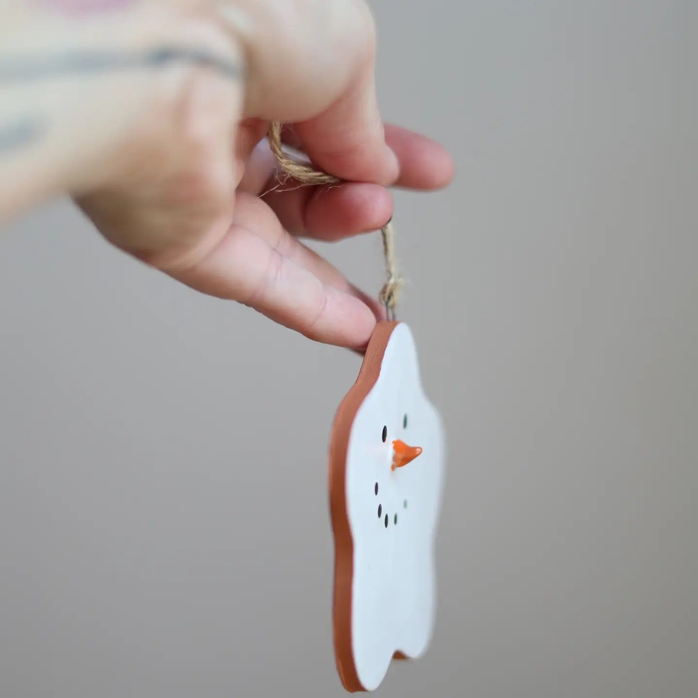 Handmade Ceramic Melted Snowman Ornament PREORDER