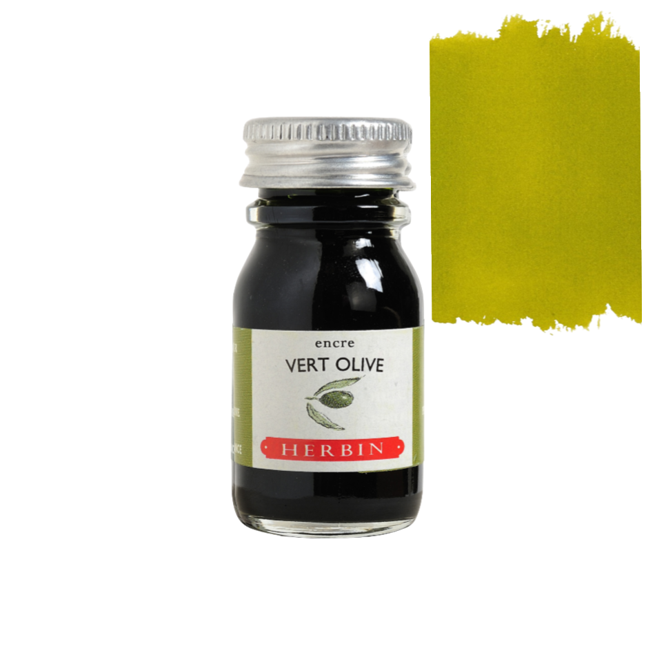 Herbin Fountain Pen Ink 10ml Bottle -35 Colors: Perle Noir (Black Pearl)